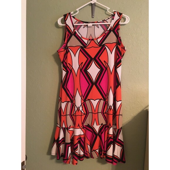 MSK, Sleeveless Dress, Knee Length, Stretchy, Pleated, Ruffle,  Size Petite L - Picture 1 of 5